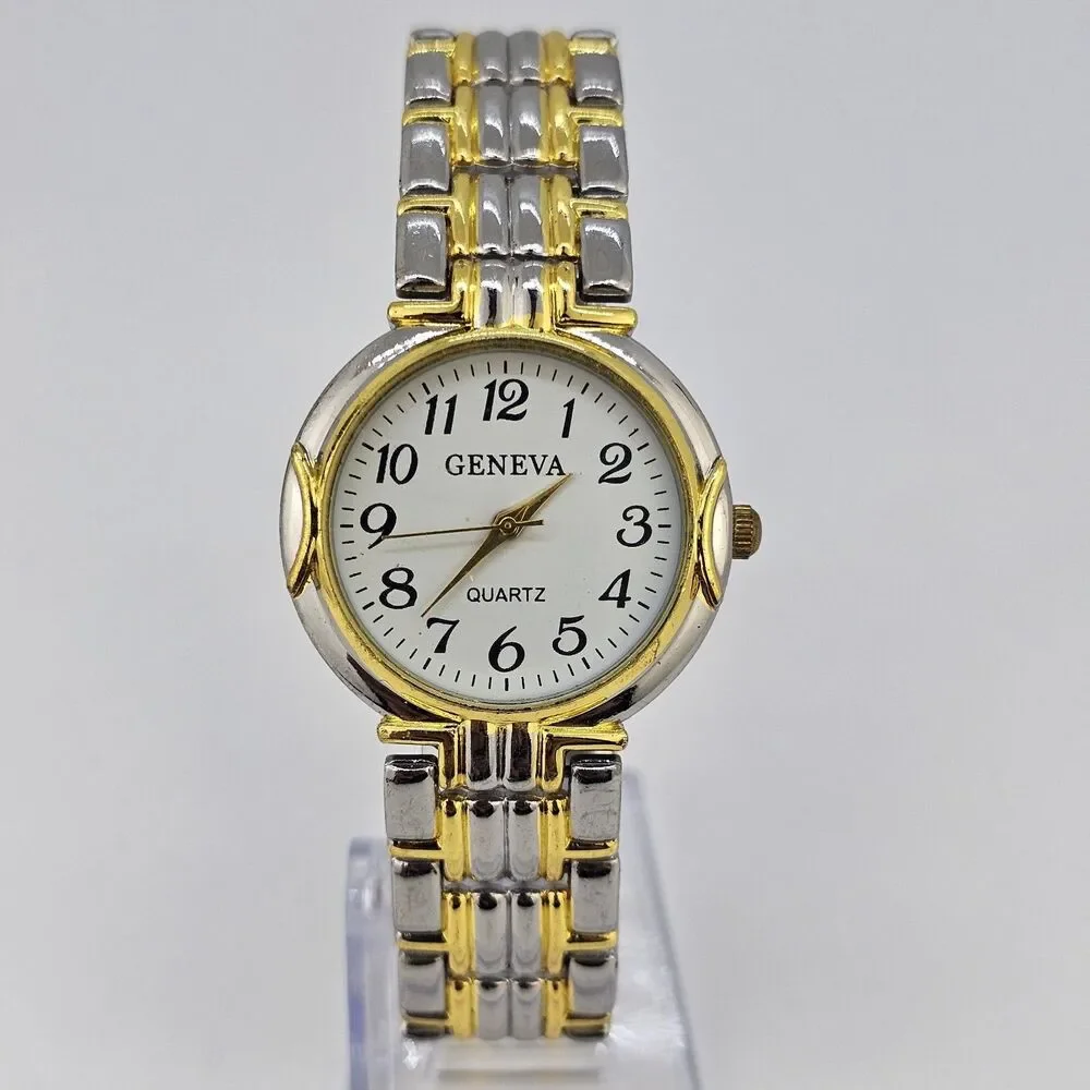 32MM Women's Watch‎ White Dial Gold Gray Bracelet Band 7.5